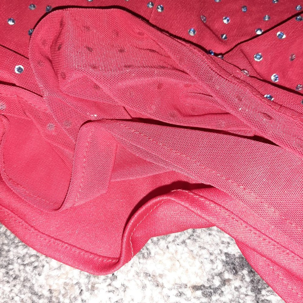 Full length solid Red with Rhinestones Gown - Picture 10 of 16
